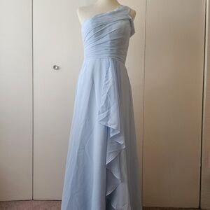 One-Shoulder Light Blue Evening Dress